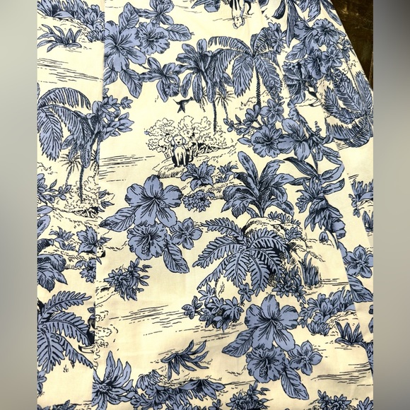 NWOT Joie White Blue Hawaiian Print Cap Sleeve Fit & Flare Midi Dress Sz 4 - Picture 6 of 14